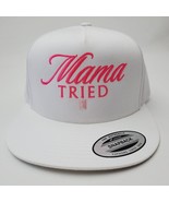 Mama Tried Embroidered Flat Bill Mesh Snapback  Cap Hat White - £22.28 GBP