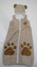 NWT Baby Wearable Sleep Sack with hat Khaki brown bear  Size 0-3 Months - £6.38 GBP
