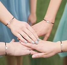 Set Of 4 Bracelets - Silver Hearts On A Black Rope Adjustable Chain - £10.69 GBP