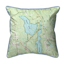 Betsy Drake Square Pond, ME Nautical Map Small Corded Indoor Outdoor Pillow - £38.75 GBP