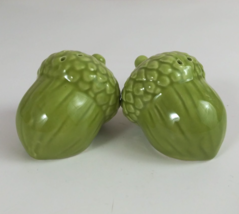 Vintage Beautiful Green Fall Acorns 1.75&quot; Salt &amp; Pepper Shakers - $9.69