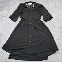 Lily Rose Dress Womens M Black Sheer Black High Low Studded Collar Dress - £23.45 GBP