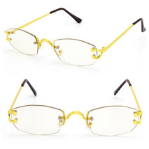Men’s Rimless Retro Clear Lens Gold Luxury Hip Hop Vintage Fashion Glasses - £15.54 GBP