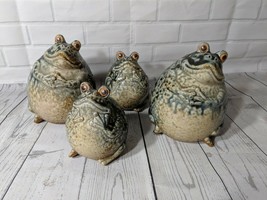 Vintage spotted ceramic frogs hand painted, set of 4 - £66.86 GBP