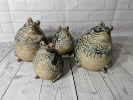 Vintage spotted ceramic frogs hand painted, set of 4 - $85.00