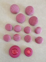 Lot of 14 Vintage Pink Textured Cloth Covered Shank Buttons 2.25cm 1.75cm - $12.86