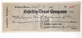 Fidelity Trust Co Check 1917 Portland Maine Receipt Antique #404 Longfel... - £11.78 GBP