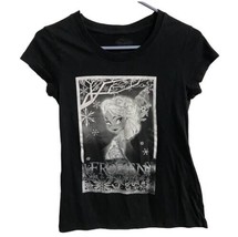 Disney  T Shirt Juniors Size L Frozen Elsa Black and White Cap Sleeve Ro... - $9.76