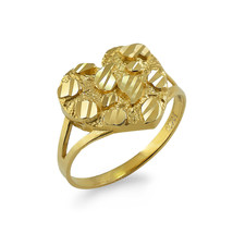 14K Gold Nugget Diamond-cut Heart Ring (Large) - £213.52 GBP