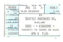 1985 seattle Mariners Opening day ticket Stub Vs Oakland - £57.10 GBP