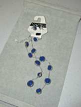 NAPIER Necklace &amp; Pierced Earring SET NEW w/ Tags Lapis Blue 19&quot; Adjustable - £19.44 GBP