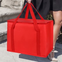 Red, Reusable, Heavy Duty, Zipped Zipper, Collapsible Tote, Cooler, Groceries, - £25.24 GBP
