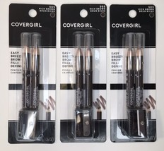 3 Packs CoverGirl Easy Breezy Brow Pencils #505 RICH BROWN New - £11.06 GBP