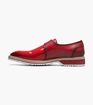 Stacy Adams Bartram Plain Toe Monk Strap Patent Shoes Red 25724-600 image 4