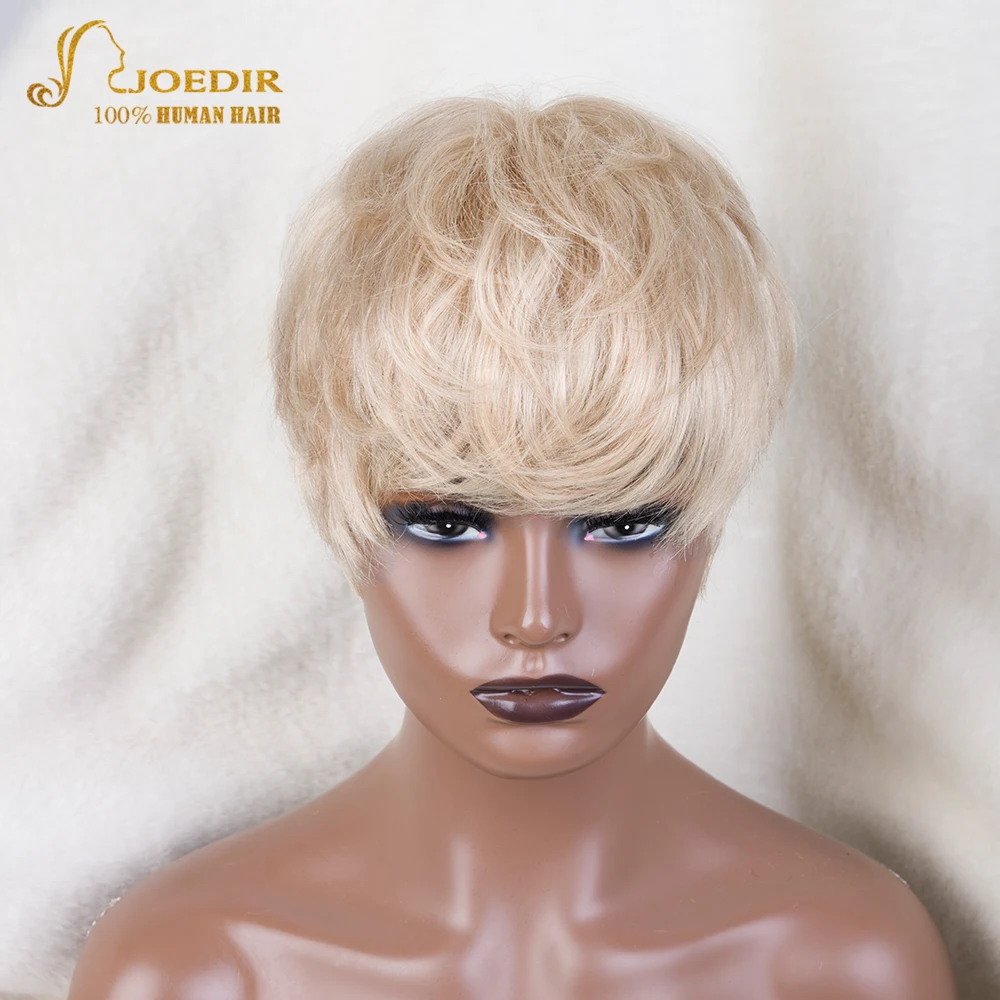 613 Honey Blonde Color Lace Wig Short Wavy Bob Pixie Cut Full Machine Made Hum - $35.28