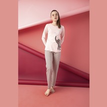 Women’s Junior Cotton Pajama Set 2-Piece Cute Printed Elephant Stripes P... - £20.43 GBP
