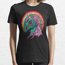  Multicolor Zombie Unicorn Women&#39;s Black Cotton T-Shirt - $20.99