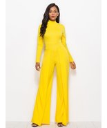 Gala Glamour Mock Neck Wide Leg Jumpsuit - Yellow - $50.00