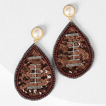 Plunder Earrings (New) Touchdown - Teardrop Football W/SEED Beads 3&quot; (PPE2160) - £17.72 GBP