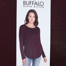 Buffalo David Bitton Women&#39;s Ribbed Sleeve Shirt S Small Wine Purple Soft NEW - £5.91 GBP