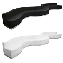 Black White Leather* 8 Pc Concave Convex Reception Sectional Office Hote... - $5,999.89