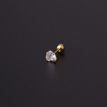 1PCS Mini Heart Triangle Zircon Stud Earrings for Women Stainless Steel Helix Da - £7.68 GBP