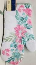 Printed Kitchen Jumbo Oven Mitt, 13&quot;, SPRING, PINK FLOWERS, light green back, GR - £6.31 GBP