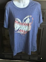 Baseball Heart Womens blue short sleeve Size XL T-Shirt - £9.73 GBP