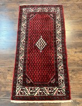 Per&#39;sian Tribal Rug 2.6 x 5 Red Beige Handmade Vintage Wool Carpet Boteh - £1,022.26 GBP