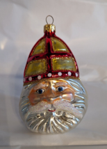 Radko Christmas Ornament Holiday Santa Head w/ Red Gold Bishop Hat Mercu... - £12.16 GBP