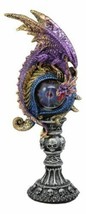 Twilight Perching Dragon On Alchemy Skulls Eye Of Sauron Ocular Tower Figurine - £21.57 GBP