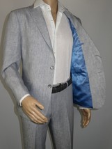 Men's ENZO 100% Linen Spring Summer Suit Light Weight Breathable E58302-4 Gray image 11