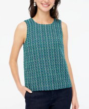 J Crew Tweed Sweater Shell Top Size L Sleeveless Green Blue Preppy Caree... - $49.39