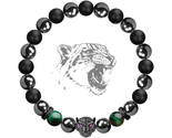 Black Panther Natural Stone Anxiety Bracelet Healing Crystals, Magnetic - £21.39 GBP