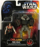 1996 STAR WARS Deluxe Collection Han Solo With Smuggler Flight Pack MOC - £10.16 GBP