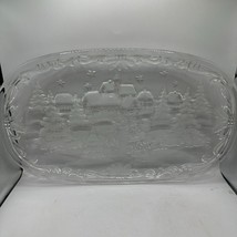 Mikasa Frosted COOKIE TRAY Serving Plate 15&quot; X 9&quot; Deer Christmas Trees F... - $27.70