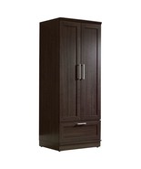 Dark Brown Wood Wardrobe Cabinet Armoire with Garment Rod - $491.99