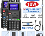 2PCS 5RH Air Band Walkie Talkie 10W Wirless Copy Frequency Type-C Chargi... - $128.95