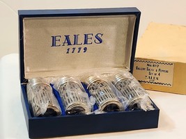 4- Vintage Eales 1779 Japan Cobalt Blue &amp; Silverplated Salt &amp; Pepper Shakers NIB - £21.80 GBP