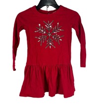 Gymboree Girls Red Sequin Snowflake Cotton Long Sleeve Dress Size 7 - $19.32