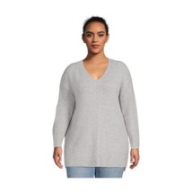 Terra &amp; Sky Gray V-Neck Long Sleeve Tunic Sweater Womens 0X NWT - £11.24 GBP