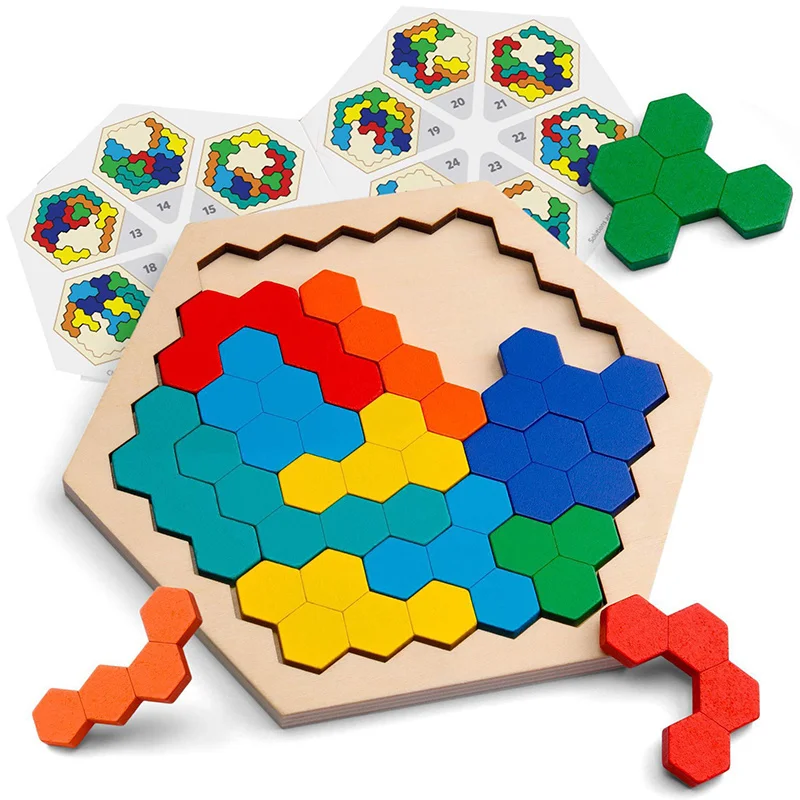 Play High Quality Tangram 3D Wooden Puzzle Montessori Play Baby Hand Grasp Board - £23.12 GBP
