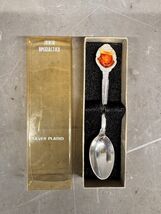 Vintage Silver Plated Collector Spoon Alberta Canada Flower Gazelle Wild... - $12.65