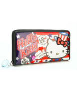 HELLO KITTY FULL ZIP WALLET LOVES USA KAWAII LARGE BLACK COIN PURSE CLUTCH - £13.19 GBP