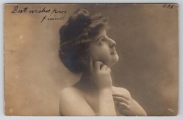 RPPC Lovely Young Woman Bare Shoulders Unkown Thoughts Portrait Postcard G25 - £7.04 GBP