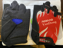 Cycling Gloves Medium Half Finger Men Women Red Thin Breathable New - $3.99