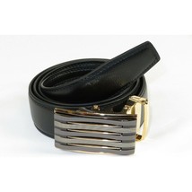 Mens VALENTINI Leather Belt Automatic Adjustable Removable Buckle RT016 Black image 2