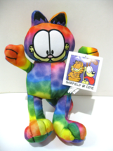 Garfield and Odie Plush Cat Rainbow Tie-Dye 2017 Toy Factory 9&quot; - £7.82 GBP