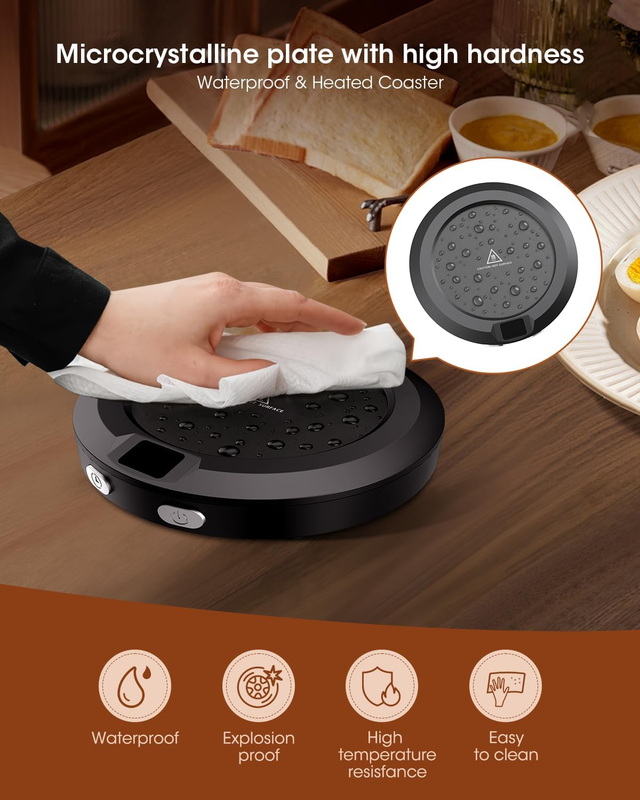 Mug Warmer, 30W Coffee Cup Warmer with 3 Temp Setting & Ambient Light, 2-12 Time Item image 4