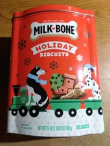 Christmas Holiday Milk ❤ Bone Dog Biscuits 24oz Red Tin Collectible EMPTY - £3.19 GBP